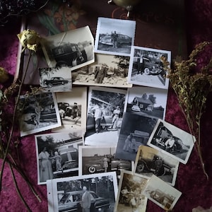 Lot of Vintage Car Black & White Photographs / Vintage Automobile Photographs Oddity / Junk Journal Ephemera / Scrap booking mixed media