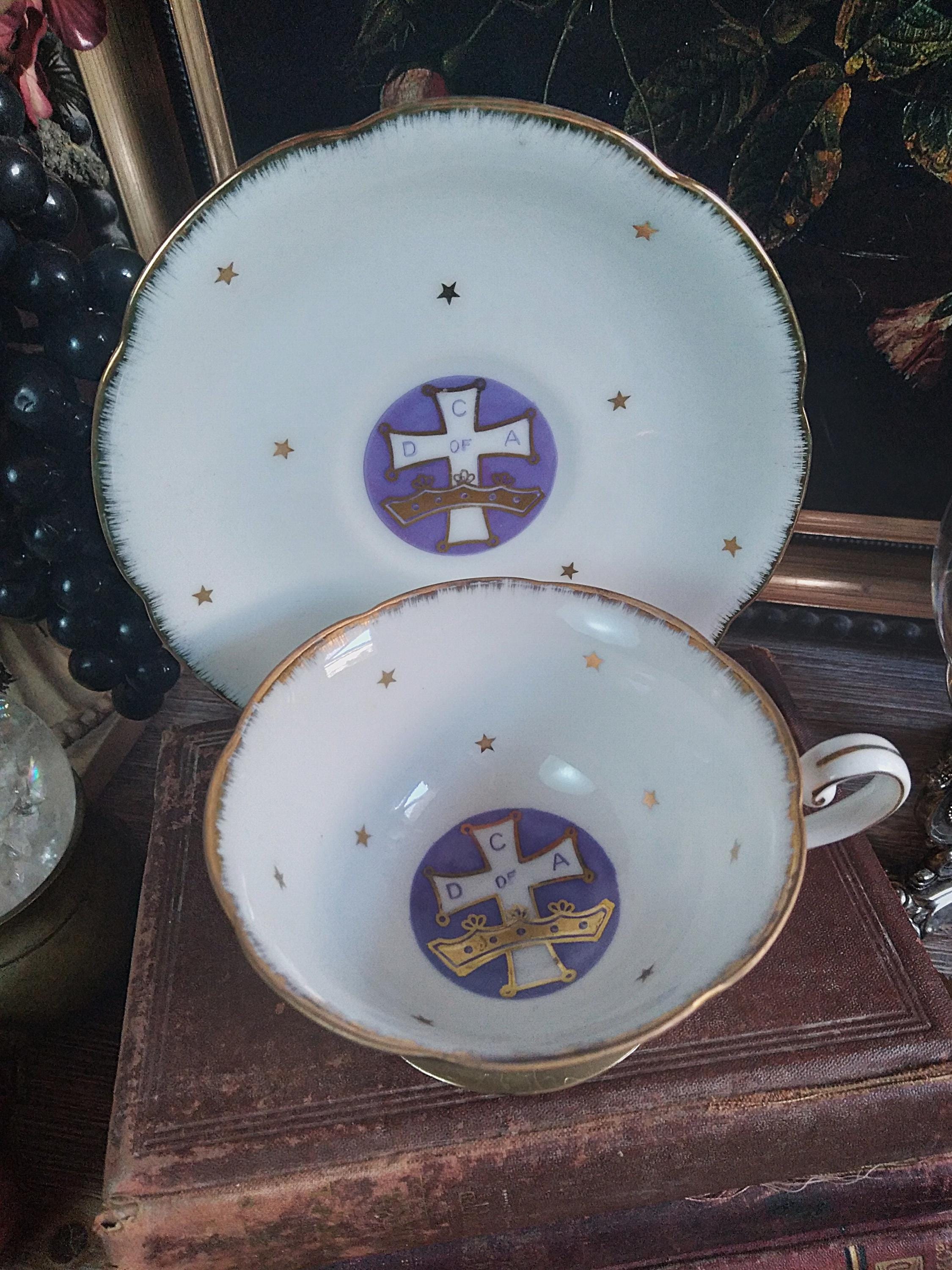 Catholic Tea Set Antique Catholic Daughters of America Gold Star Tea Cup & Saucer ...
