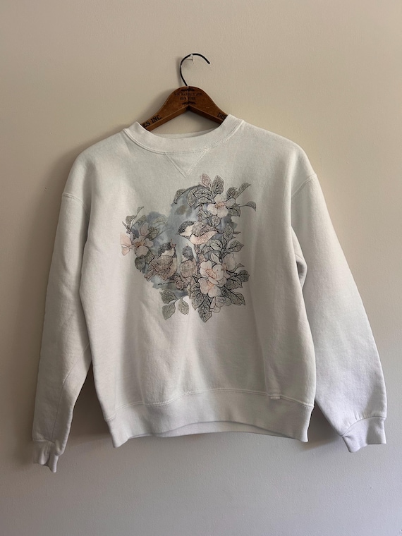 White Chickadee Floral Sweatshirt – Bird Lover Apparel