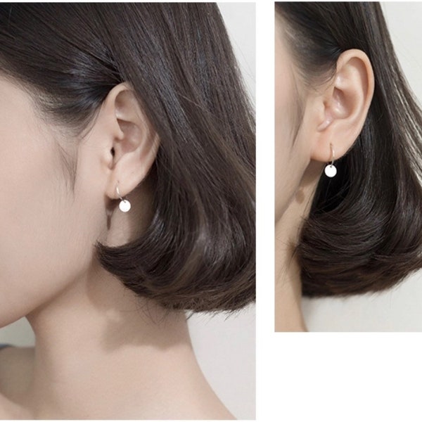Small Silver Hoop Earrings/Girl's Earring/Hoop Earring/Round Plain Flake/Flake Dangle Drop Hoop Earrings/Helix Huggie/Thin Slim Tiny Earring