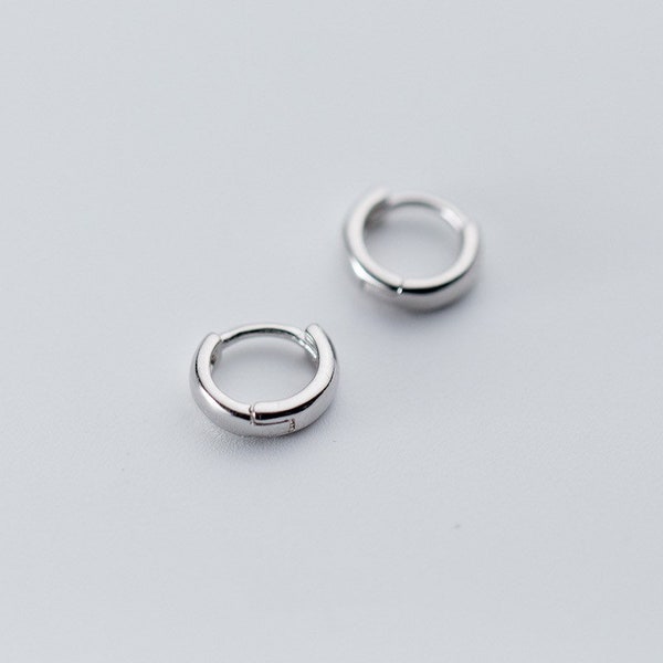 Small Solid 925 Silver Tiny Huggie Hoop Earrings-Sleep Wearing Long Last-conch Hoop cartilage tragus small helix hoop-Kids Baby Girls Huggie