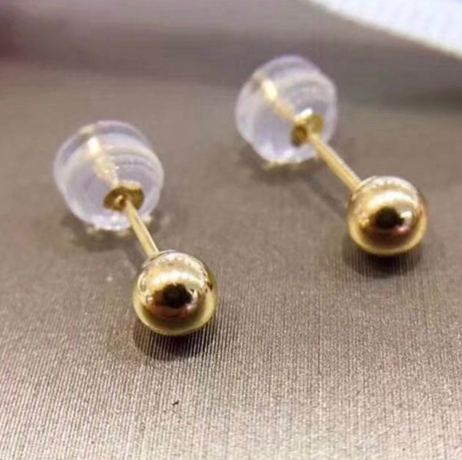 Au750 Gold Ball Stud Earrings/18k Gold Mini Ball Earrings/tiny Etsy