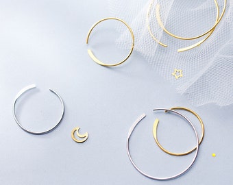 Boucles d’oreilles rondes Gold Silver Hoop Hook, Big Small Hoop Circle Boucles d’oreilles minces-Une paire Hoops-Boucles d’oreilles classique Hoop-Fashion Hoops-Girls Earrings