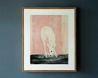 Sanyu Deer Oil Painting Print, Minimalist Home Decor (JPG)