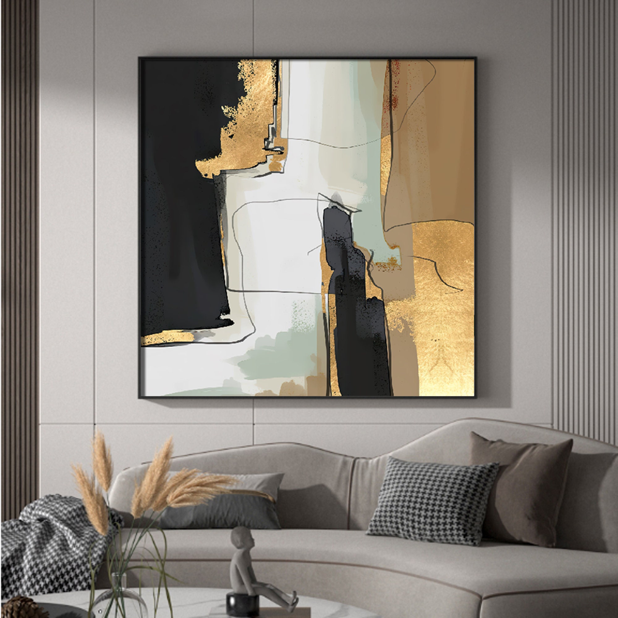 Gold Foil Abstract Art II Brush Modern Light Luxury Abstract Large Wall ...