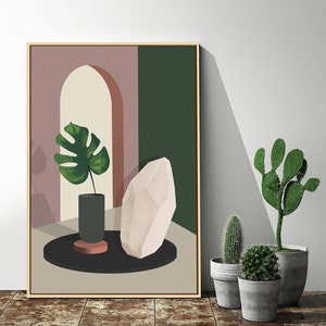 Interesting space modern abstract ins style Morandi geometric space architectural decoration picture download