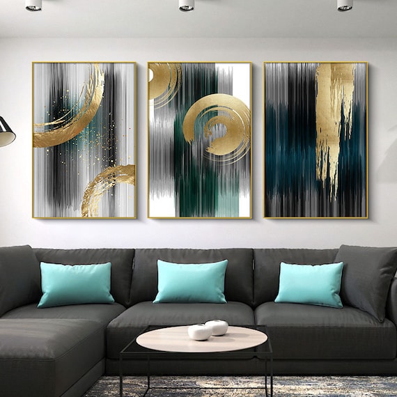 Simple Light Luxury Living Room Wooden Frame Wall Painting Hanging Mural  Poster Mockup