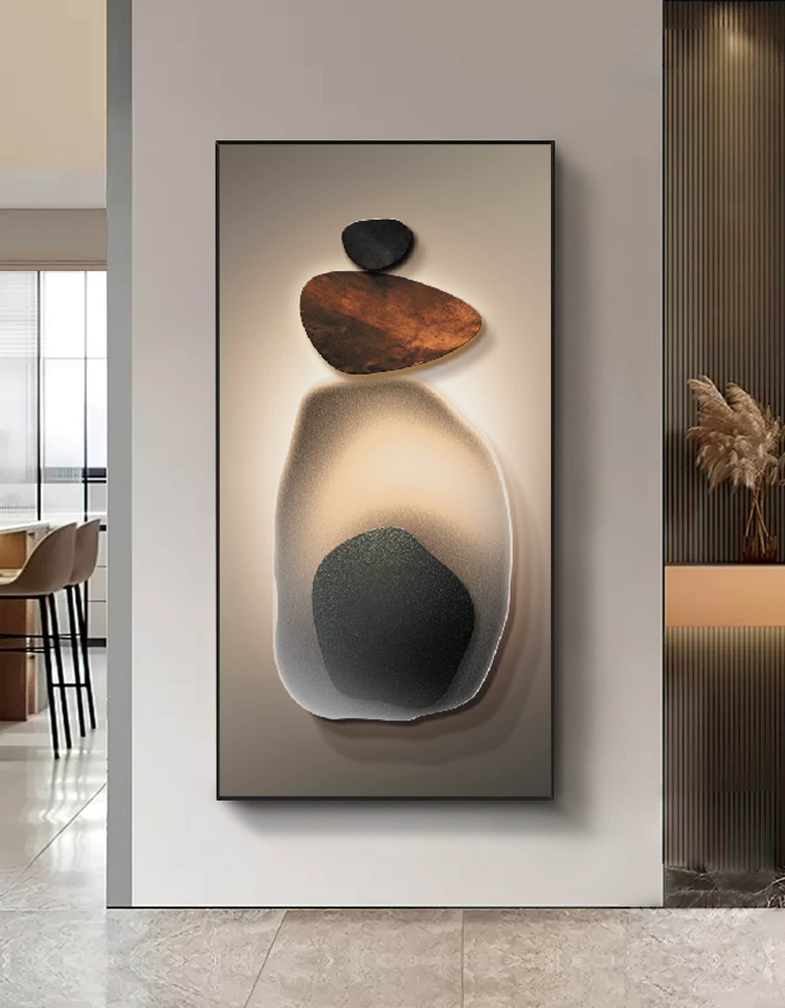 Modern Light and Shadow Stone Art Large Abstract Painting, Minimalist ...