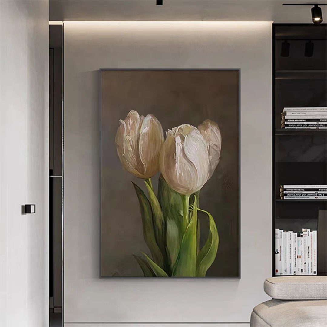 Tulip Retro Art Flower Decorated Entrance Wall Minimalist Vintage Print ...