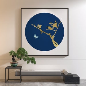 Butterfly and Golden Tree| Wall Art, Printable, Digital Download, Home Decor, Drawing, Minimalist