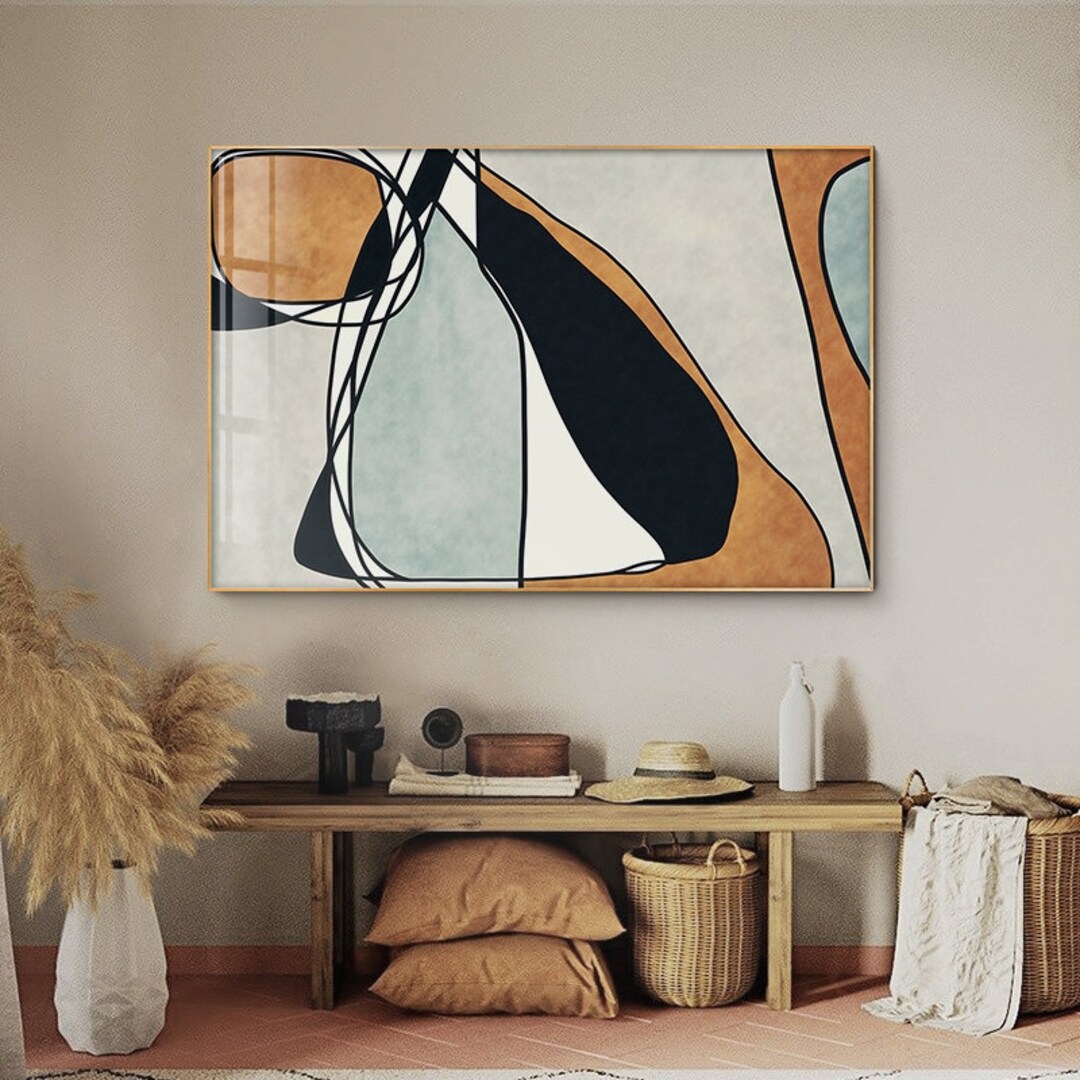 Boho Geometric Color Block Abstract Art Large Wall Art Large Etsy