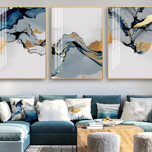 Modern abstract art abstract painting three pieces of sofa background wall art hanging picture wall decoration picture print Download JPG