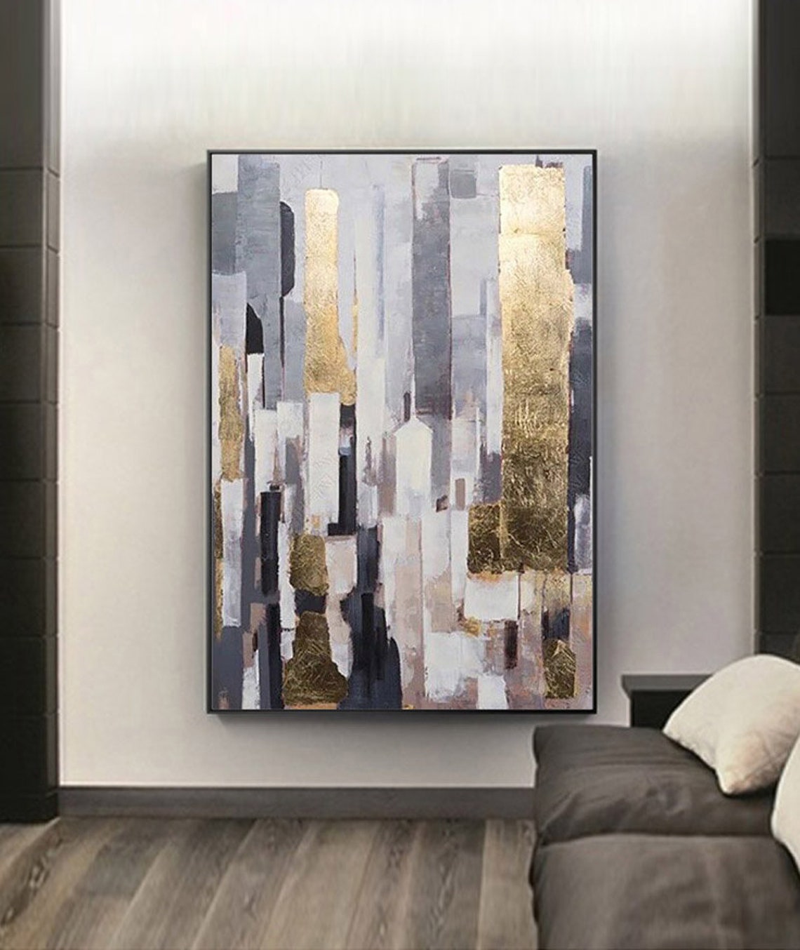 Gold foil Abstract Art Large abstract painting Wall Art Etsy