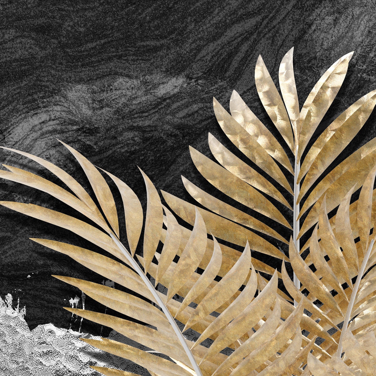 Gold Leaf Abstract Modern Light Luxury Abstract Combination Etsy