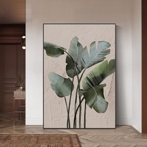 Banana Leaf Large green plant leaves Art watercolor plant artwork Wall Art Printable, Digital Download, Home Decor, Drawing