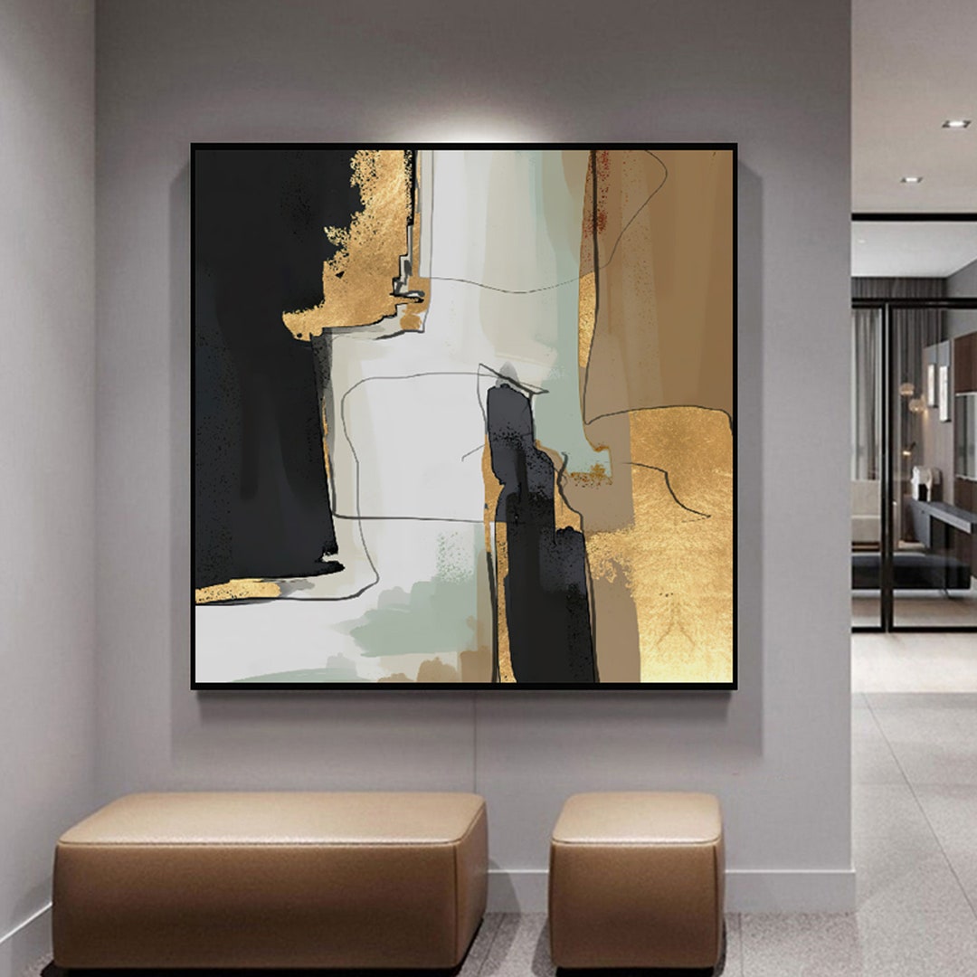 Gold Foil Abstract Art II Brush Modern Light Luxury Abstract Large Wall
