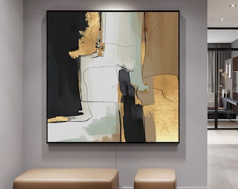 Gold foil Abstract Art  II   Brush Modern light luxury Abstract Large Wall Art, Printable Art, Modern Wall art , Modern Art prints