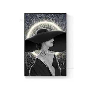 Figure light and shadow art Black and white woman Large wall art, digital download, line art, modern style, home decoration, minimalism