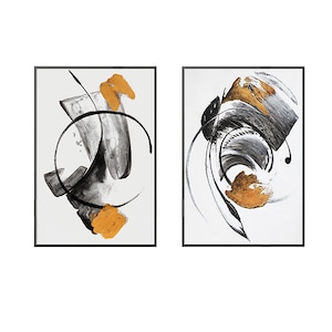 Modern abstract gallery art gold oil painting light luxury high precision picture download