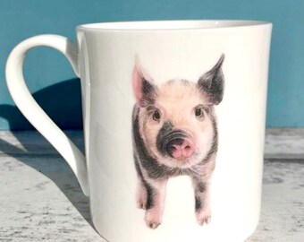Pig Fine Bone China Mug, Pig Gift, Tea Gift, Coffe Gift, Farm Animal Mug, Pig Lover Gift