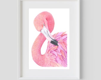 Flamingo Wall Print, Flamingo Home Decor, Flamingo Picture, Wall Art, Pink Bedroom Decor, Gifts for her, Animal print
