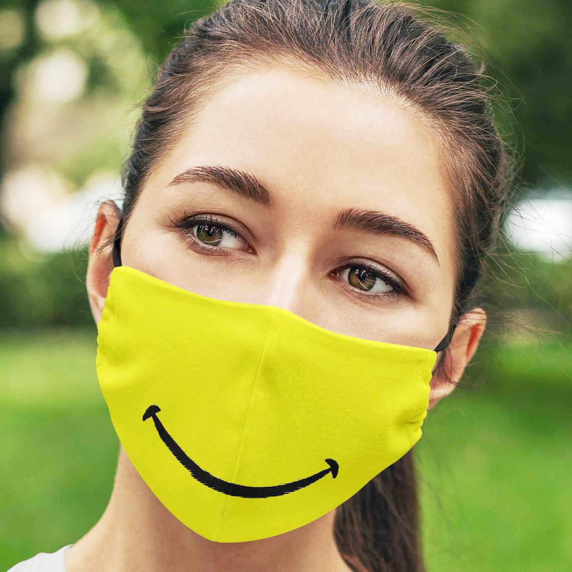SMILEY Mask Smiley face mask adult Face mask cover Yellow Etsy