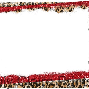 Leopard Red Glitter Frame Sublimation PNG Digital Downloads, Leopard PNG, Glitter PNG, Frame png, Instant Download Christmas png