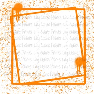 Orange Paint Splatter Frame Background PNG, Sublimation, Transparent PNG, Instant download, Digital Download, backsplash png