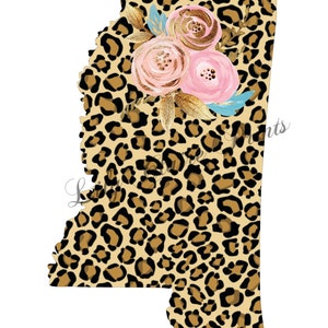 Mississippi Sublimation PNG Digital Downloads,  Instant Download Designs, Clipart, Leopard Sublimation, State of Mississippi