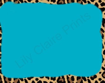 Leopard Turquoise Aqua Frame Background PNG, Sublimation, Transparent PNG, Instant download, Digital Download, Leopard PNG, Backsplash png