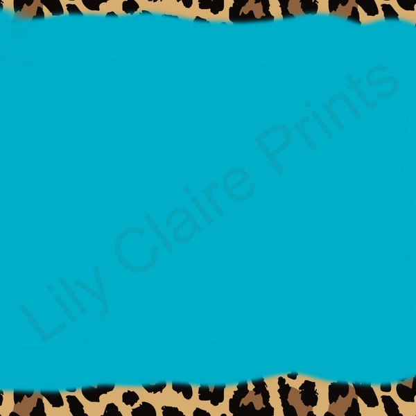 Leopard Turquoise Aqua Frame Background PNG, Sublimation, Transparent PNG, Instant download, Digital Download, Leopard PNG, Backsplash png