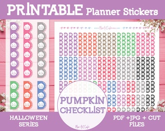 Pumpkin Checklist Printable Planner Stickers -  Weekly Planner | Bullet Journal Stickers | Erin Condren Stickers | Halloween Stickers