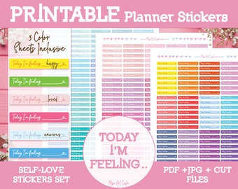 Feeling Tracker Printable Planner Stickers - Instant Download | Student Planner | Happy Planner | Erin Condren | Mental Health Stickers