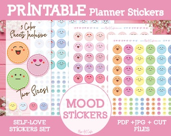 Mood Stickers Printable Planner Stickers - Student Planner | Bullet Journal | Happy Planner | Erin Condren | Mental Health Planner Stickers