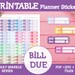 Bill Due Printable Planner Stickers Instant Download Monthly Planner ...