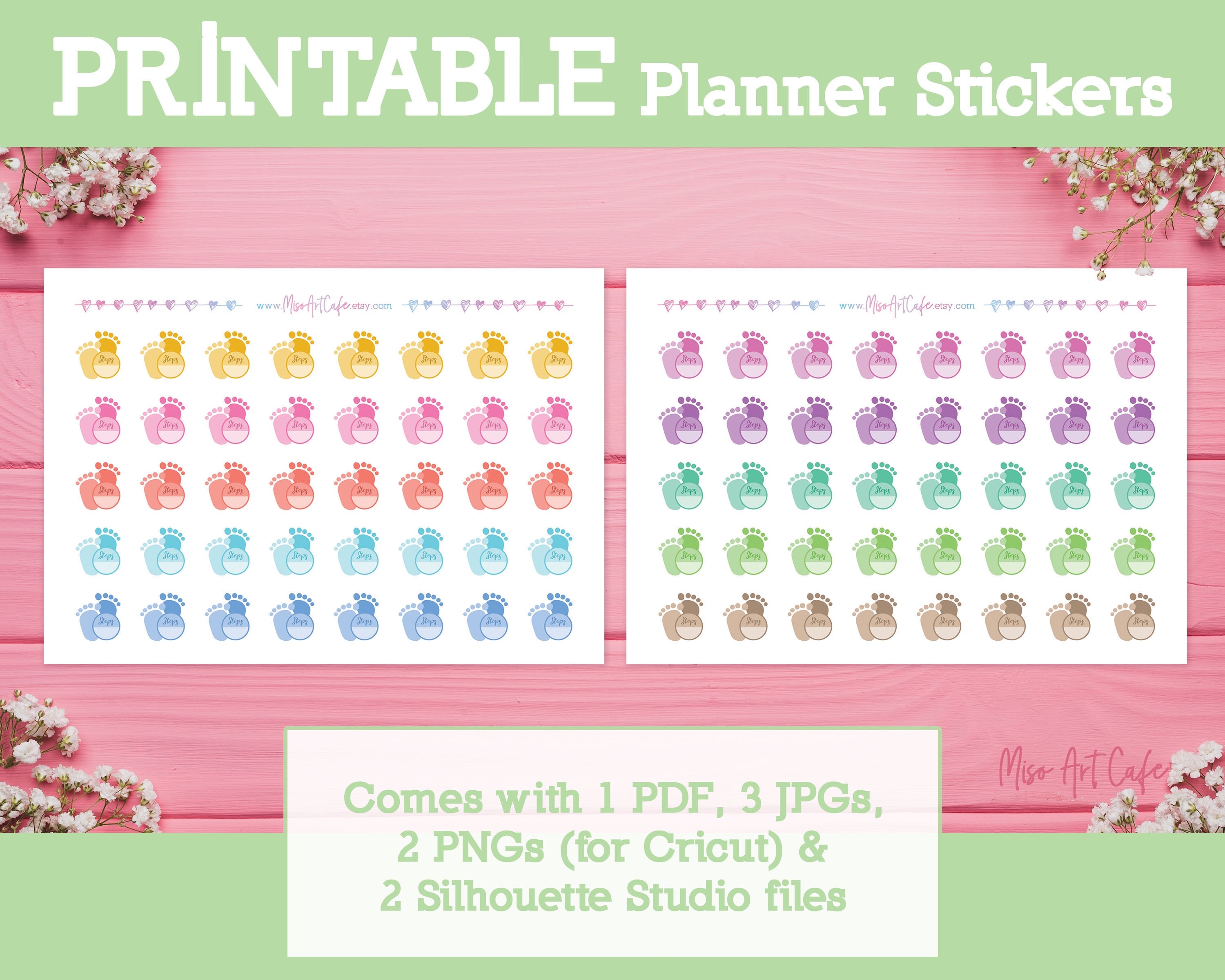 Steps Tracker Printable Planner Stickers Instant Download | Etsy