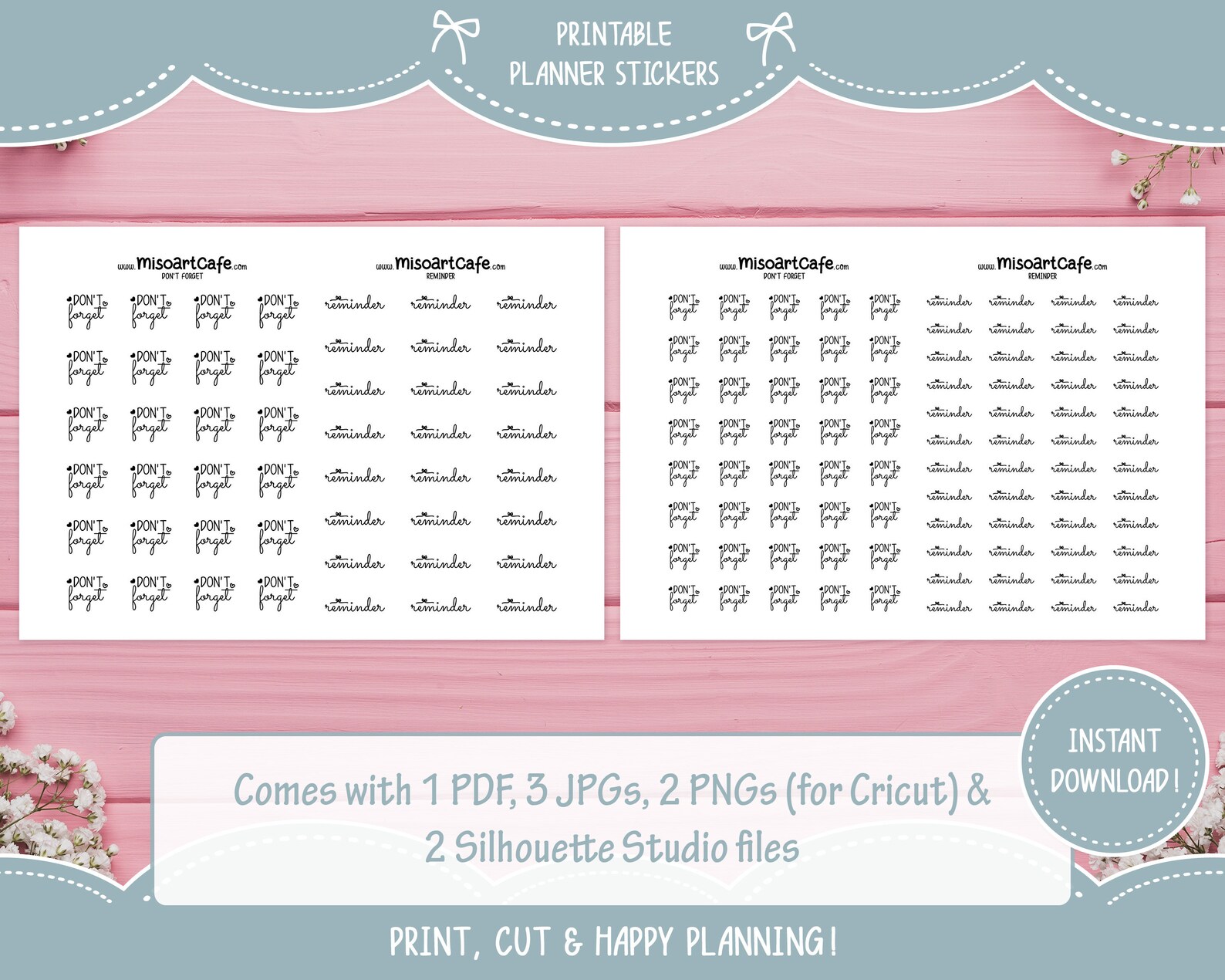 Reminder Script Printable Planner Stickers Instant Download | Etsy