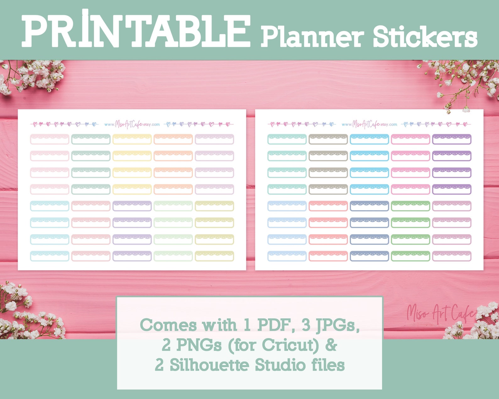 Pastel Blank Headers Printable Planner Stickers Daily | Etsy