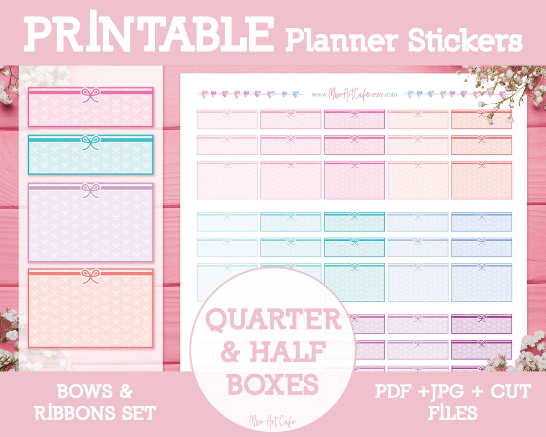 Quarter & Half Functional Printable Planner Boxes Instant Download ...