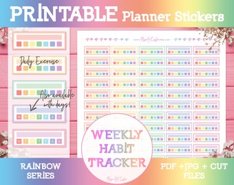 Habit Tracker Printable Planner Stickers - Instant Download | Weekly Planner | Bullet Journal Accesories | Happy Planner | Erin Condren