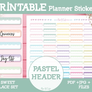Pastel Blank Headers Printable Planner Stickers Daily Planner Student ...