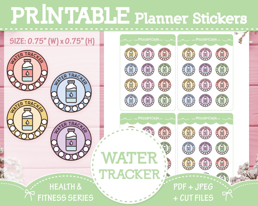 Water Tracker Printable Planner Stickers Weekly Planner, Happy Planner ...