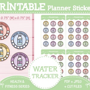 Water Tracker Printable Planner Stickers Weekly Planner, Happy Planner ...
