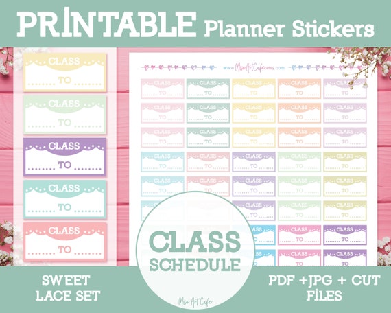 Class Schedule Printable Planner Stickers Instant Download | Etsy
