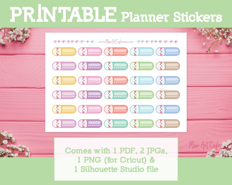 pill reminder printable planner stickers instant download