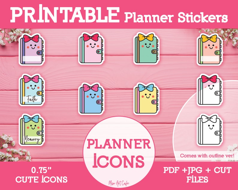 Planner Icon Printable Planner Stickers Icon Stickers for - Etsy