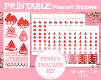 Period Tracker Printable Planner Stickers - Instant Download | Monthly Planner | Happy Planner Stickers | Erin Condren Planner Accessories