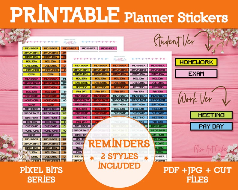 Reminders Printable Planner Stickers Instant Download Etsy