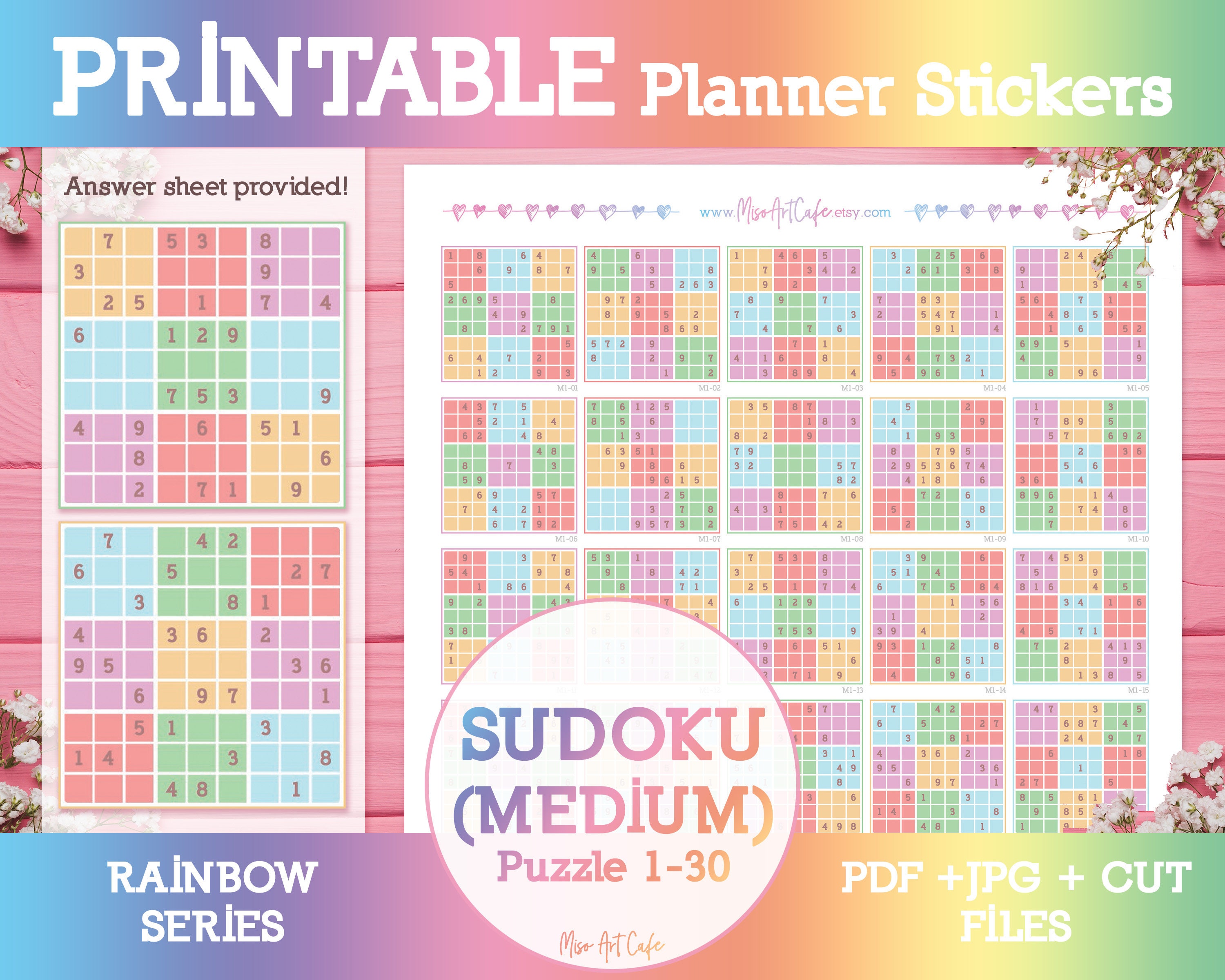 sudoku medium printable planner stickers instant download etsy australia