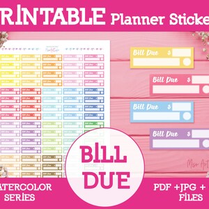 Bill Due Printable Planner Stickers Instant Download Monthly Planner ...
